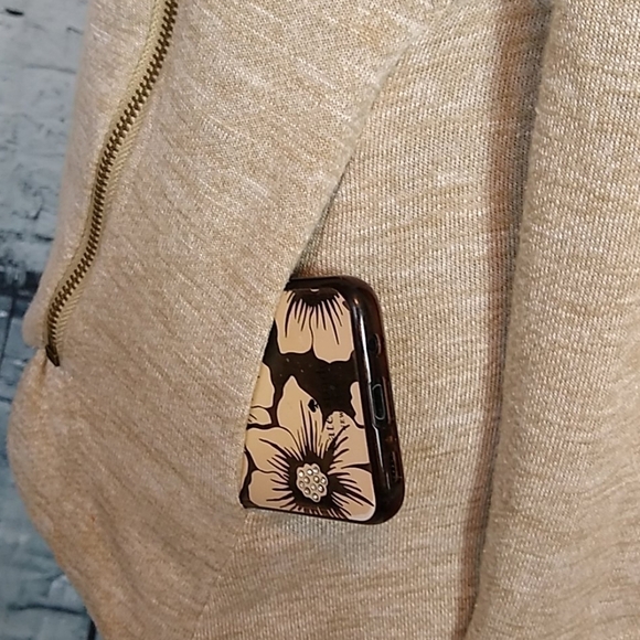 Cloudwalk Womens SZ Small Beige Asymmetric Zip Up Distressed Jacket / Cardigan - Picture 3 of 13